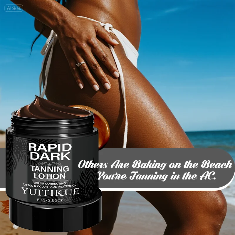 YUITIKUE Rapid Dark Tanning Lotion 80g Tattoo Protection Color Correcting Formula for Deep, Long-Lasting Bronze Glow Peaceful Pleasures Health and Wellness