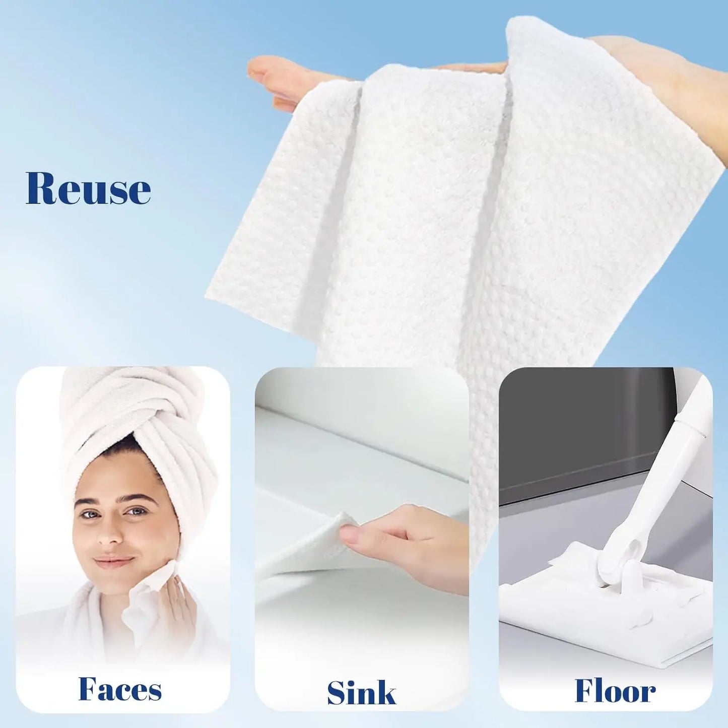 CLOUDROL Disposable Face Towels 40pk – Thick 26x30cm Wipes