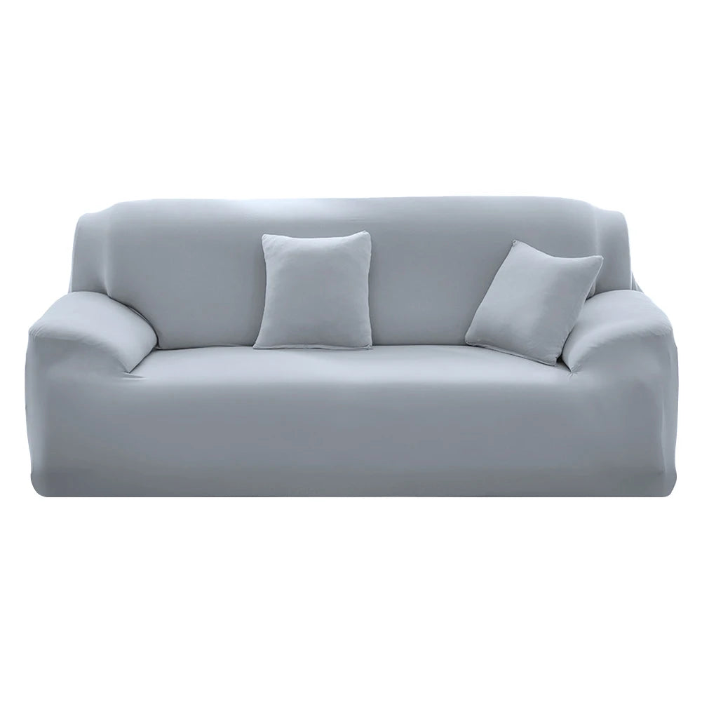 1/2/3/4 Seater Silk Cool Sofa Cover for Living Room L Shap Coner Couh Cover Spandex Extenble Furniture Protector From Cat Dog Peaceful Pleasures Health and Wellness Sliver Grey 4-Seat 235-300cm