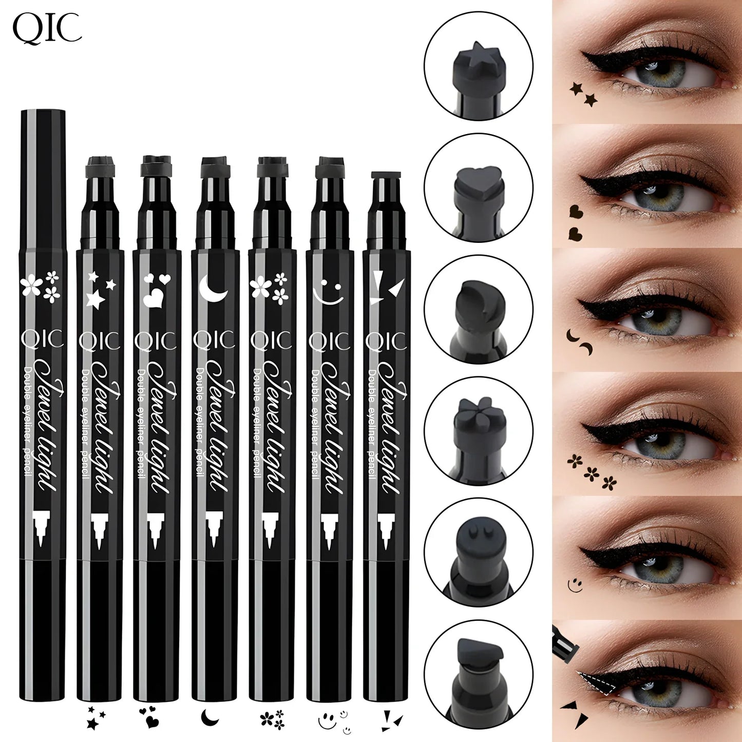 QIC Dual-Tip Stamp Eyeliner Pen – Heart, Moon & Star