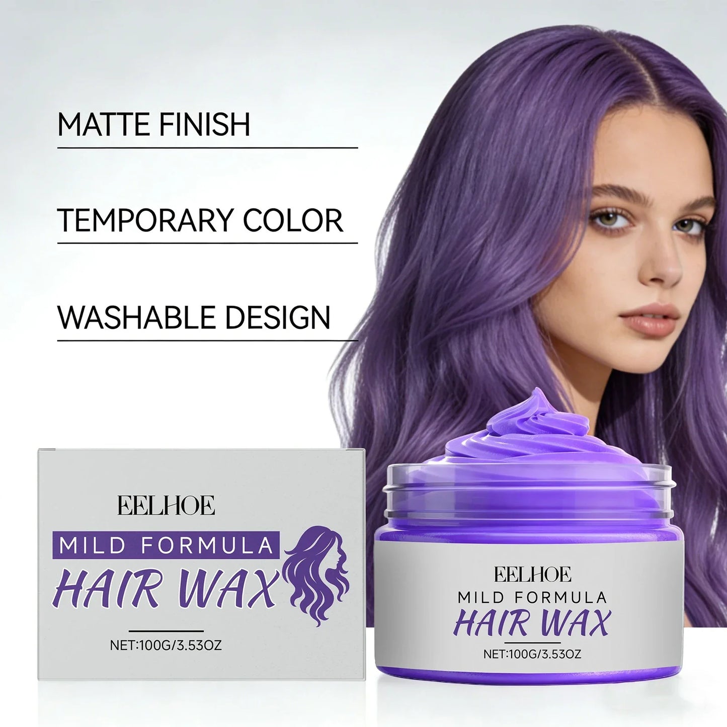 Purple Temporary Hair Color Wax – Wash-Out Dye for Men & Women