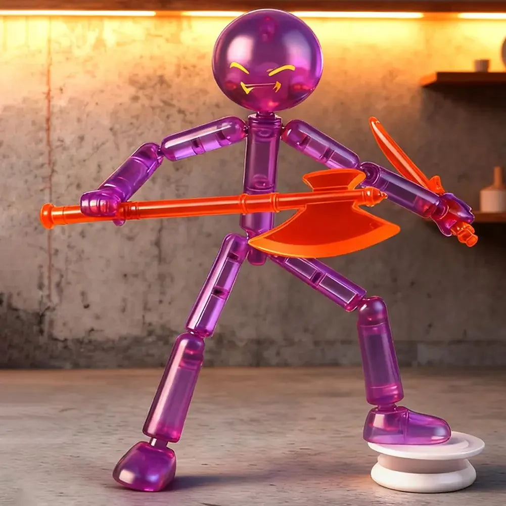 DIY Poseable Stick Man Figure Building Kit, Multi-jointed Articulated Action Figure with Weapons, Movable Limbs Assembly Toy Peaceful Pleasures Health and Wellness