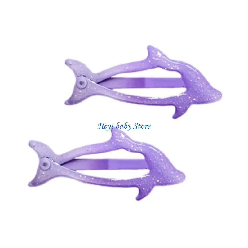Glitter Dolphin Hair Clips for Girls – Cute Alloy Barrettes