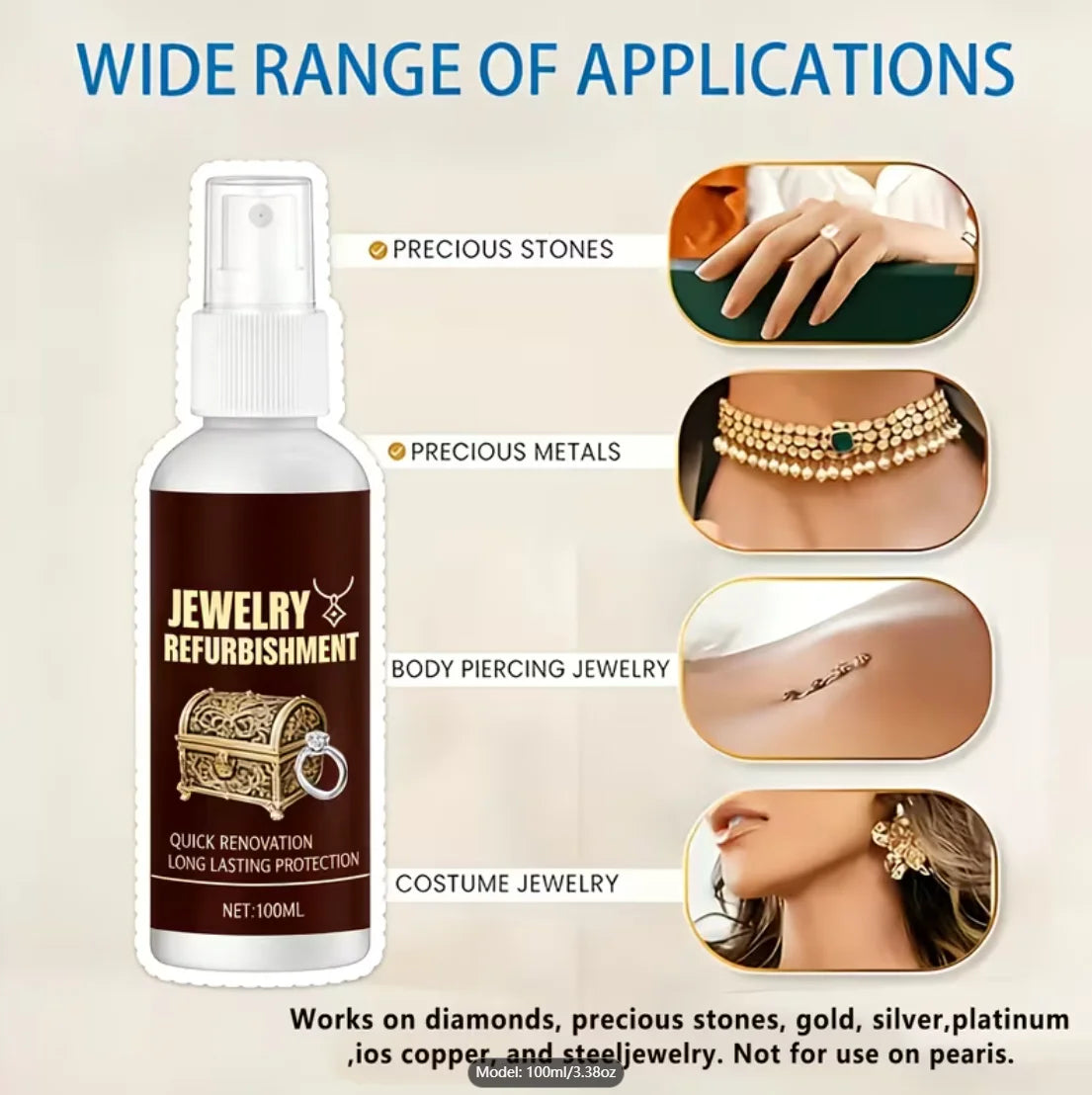 100ml Jewelry Cleaner Spray – Gold & Silver Polish & Protection