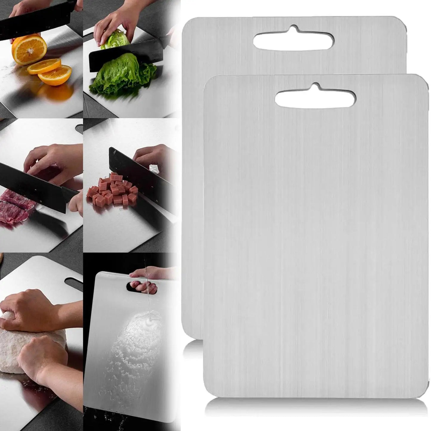 Double-Sided Stainless Steel Cutting Board | Food-Grade Mat