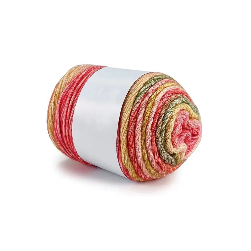 Pure Cotton Rainbow Crochet Thread Ten-Quarter Cake Weaving Yarn Long Gradient Dyeing for Crafting Peaceful Pleasures Health and Wellness 1154