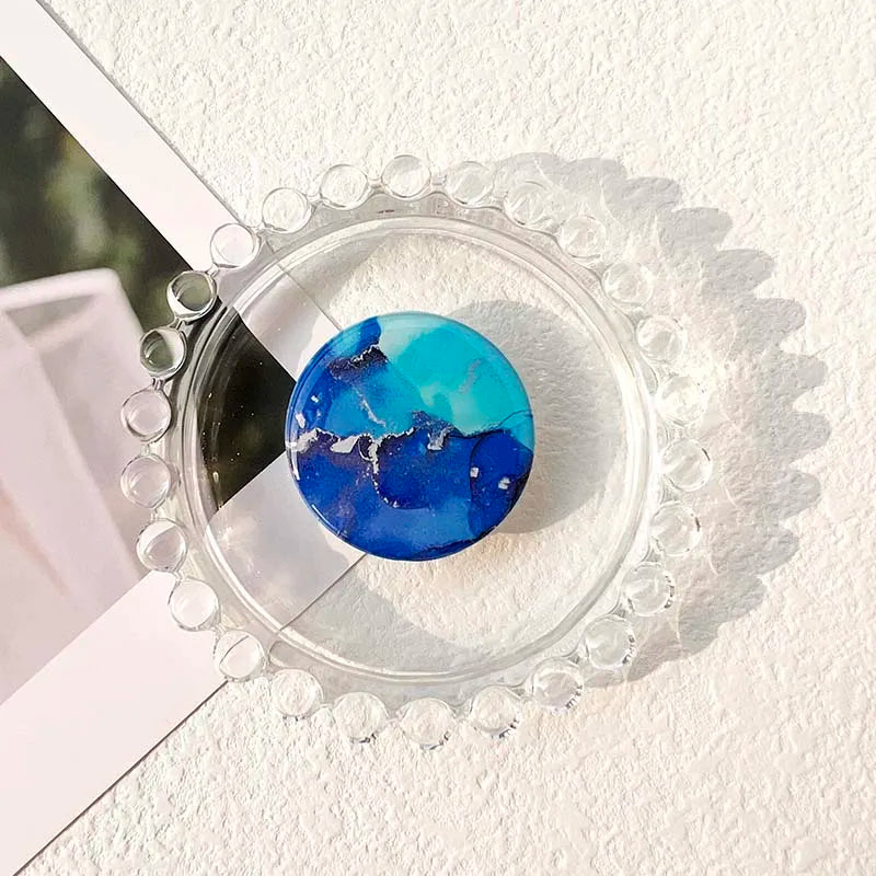 Socket Grip Tok Acrylic Glue Material High Quality Transparent Folding Stand Marble Pattern Phone Holder Foldable phone grip Peaceful Pleasures Health and Wellness P193-03