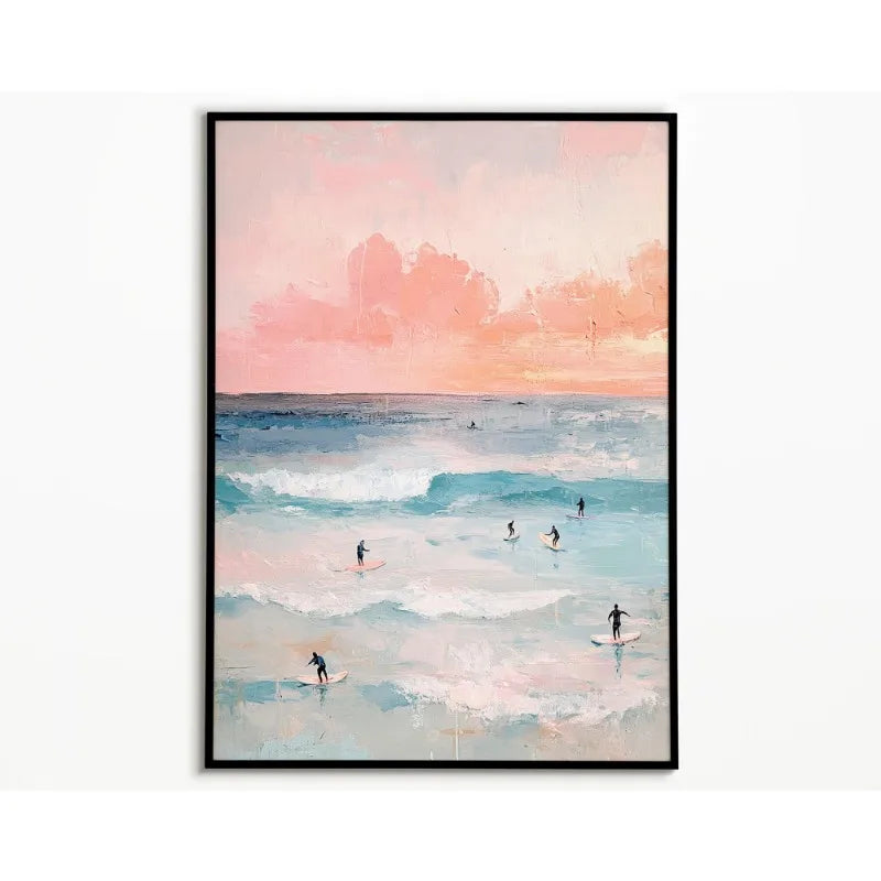 Ocean Beach Surfers Canvas Wall Art | Coastal Home Decor Print Canvas Wall Art Peaceful Pleasures Health and Wellness 8 40x50cm Unframed