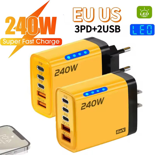 5-Port 240W USB-C PD Fast Wall Charger | iPhone & Samsung USB Wall Charger Peaceful Pleasures Health and Wellness