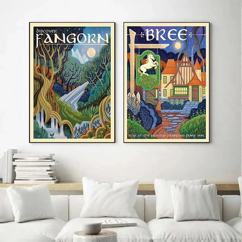 Lord of the Rings Middle-Earth Vintage Canvas Wall Art Print