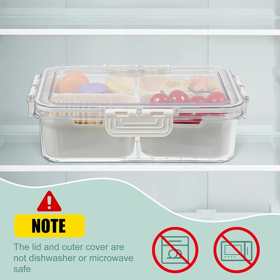 Divided Snack Tray with Lid – Snackle Box Portable Snack Platter & Clear Organizer for Candy, Lunch & Bento