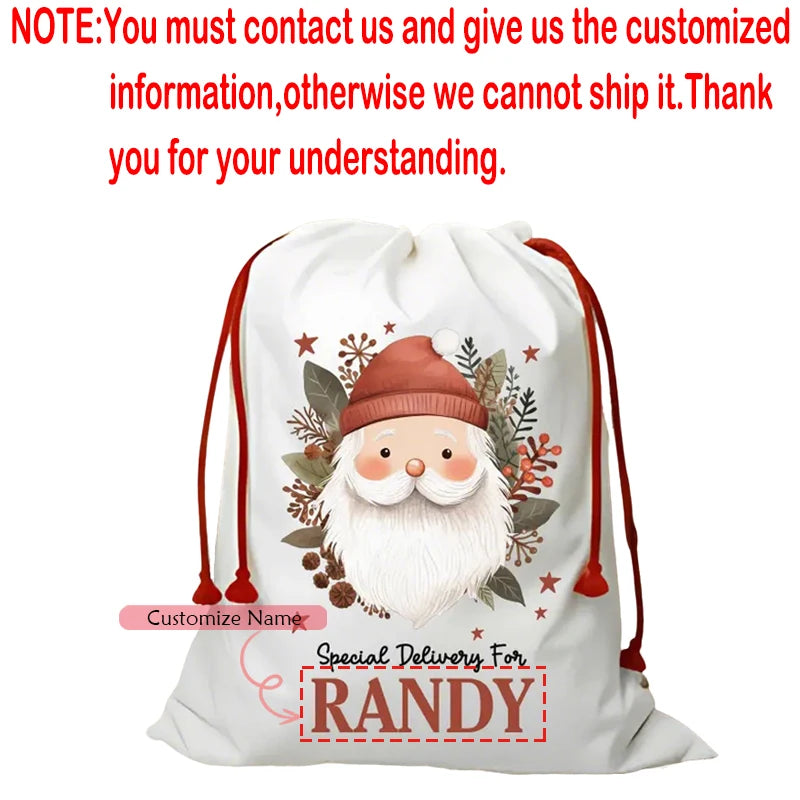 Personalized Santa Sack | Custom Christmas Drawstring Gift Bag Christmas Gift Bag Peaceful Pleasures Health and Wellness custom name 48x60cm
