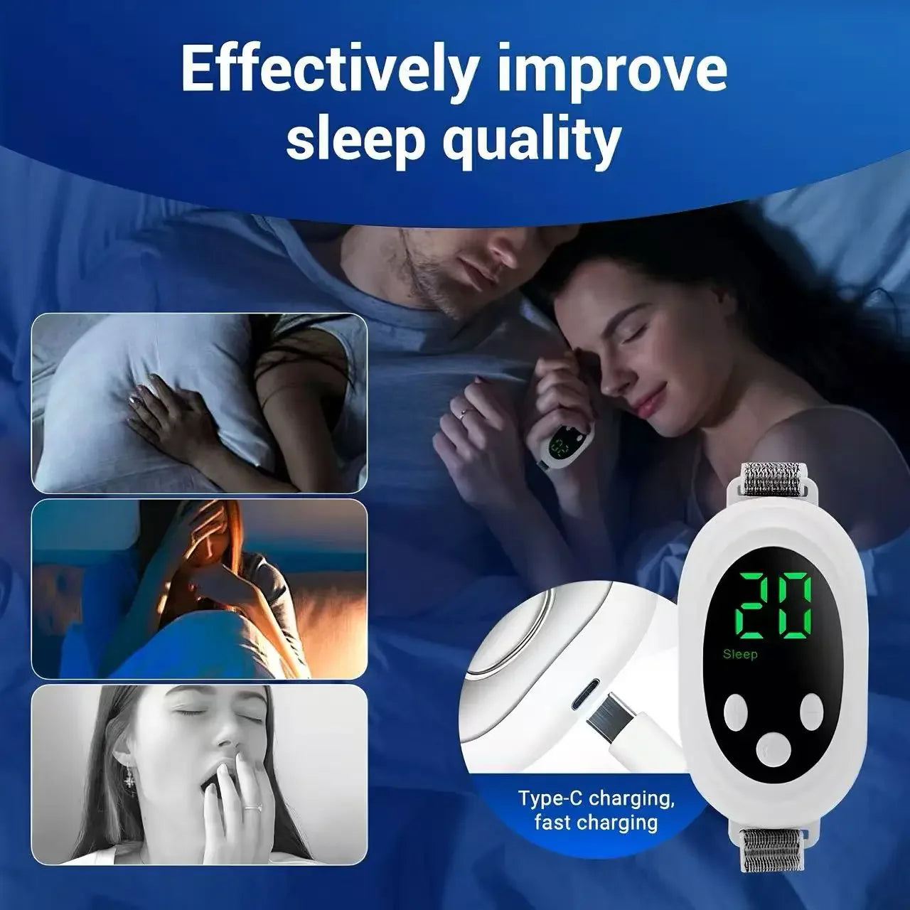 EMS Sleep Aid Device With Lanyard Handheld Microcurrent Pulse Stimulator Fast Fall Asleep Insomnia Anxiety Relief Relax Tool Peaceful Pleasures Health and Wellness