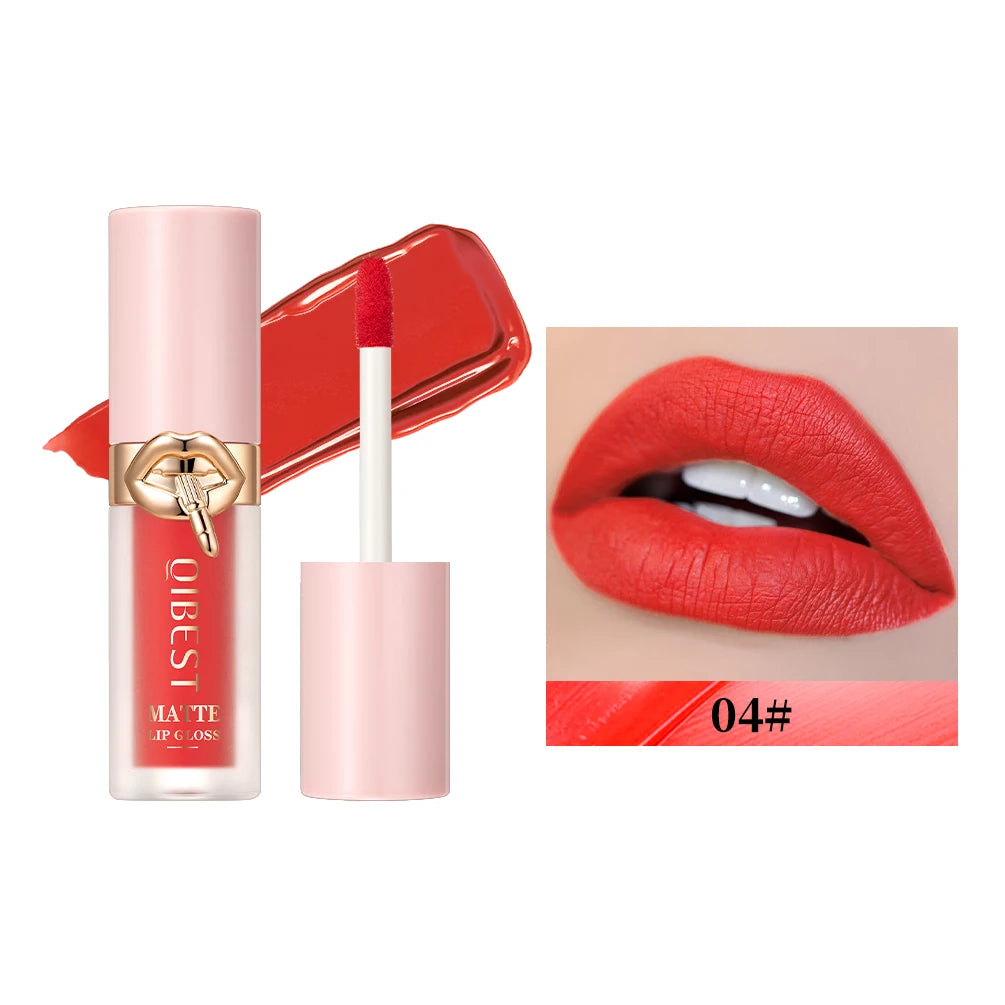 QIBEST Matte Liquid Lipstick Waterproof Silky Lip Gloss Non-Stick Cup Lipgloss Purple Red Nude Lip Tint Durable Makeup For Women Peaceful Pleasures Health and Wellness 04