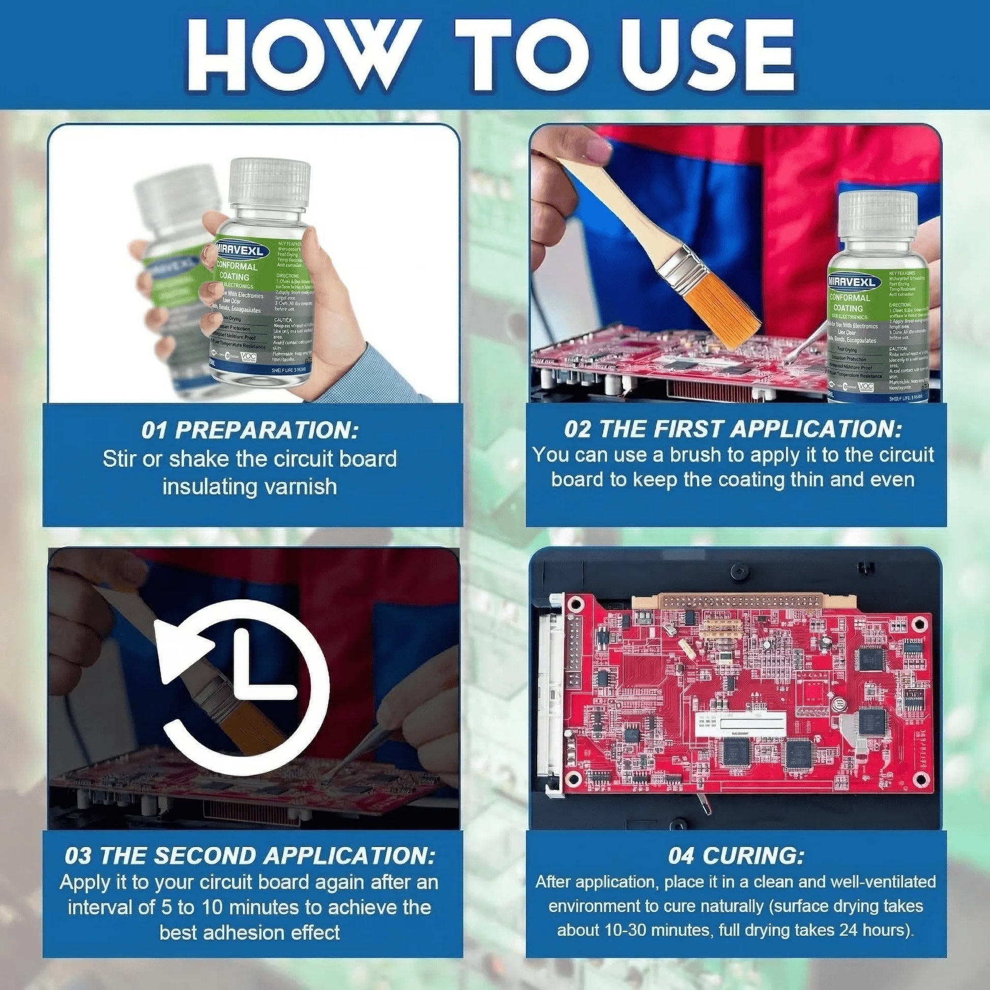 Waterproof PCB Conformal Coating Clear Insulating Varnish Fast Dry Circuit Board Protection Liquid w/ Brush Electronics Peaceful Pleasures Health and Wellness