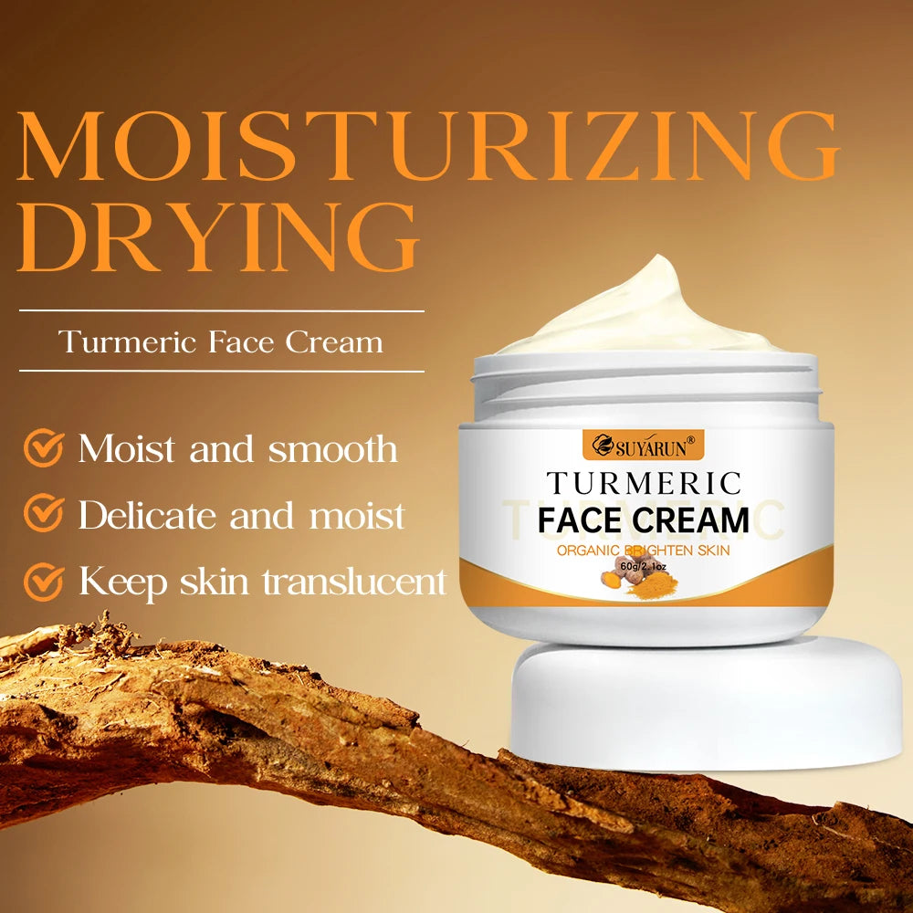 SUYARUN Turmeric Face Cream - Anti-Aging & Brightening, Oil-Free Moisturizer for Sensitive Skin, Organic Skincare with Vitamin E Peaceful Pleasures Health and Wellness