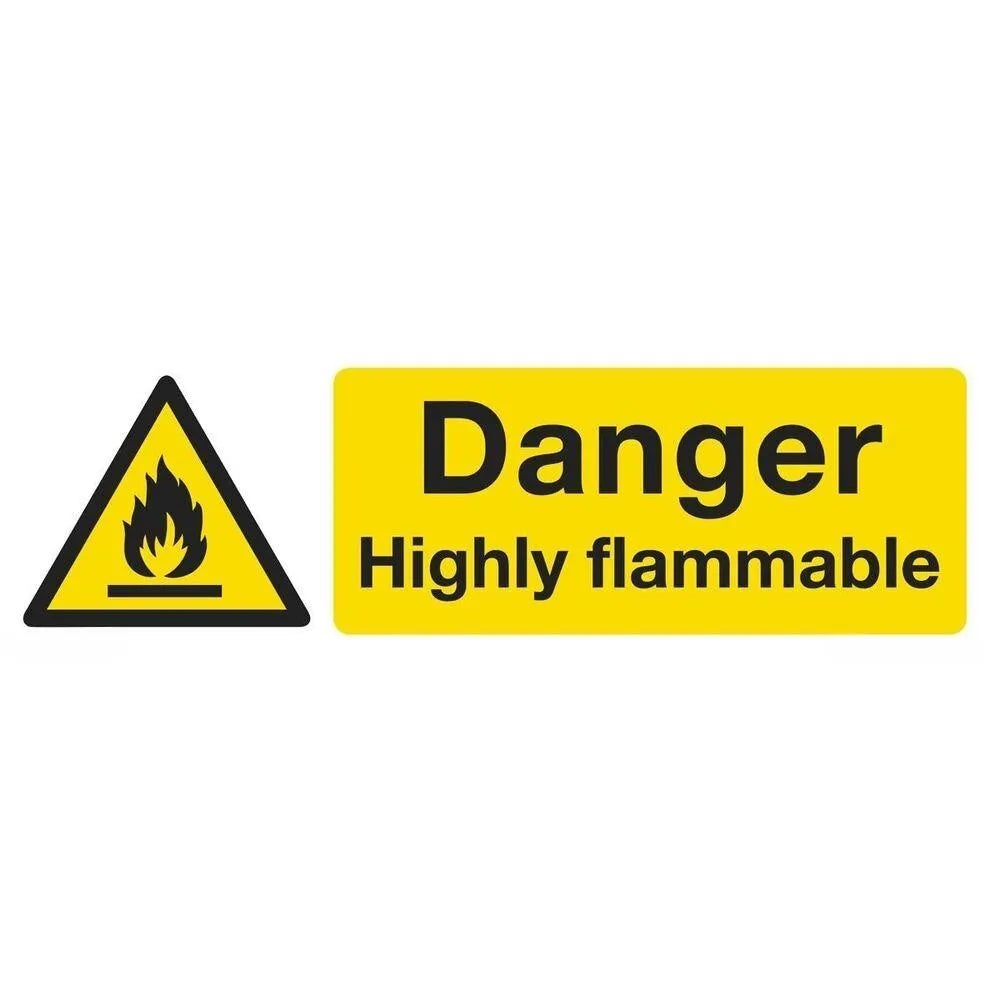 Pack of 3 Warning Safety Sign Danger Highly Flammable Self Adhesive Vinyl Peaceful Pleasures Health and Wellness