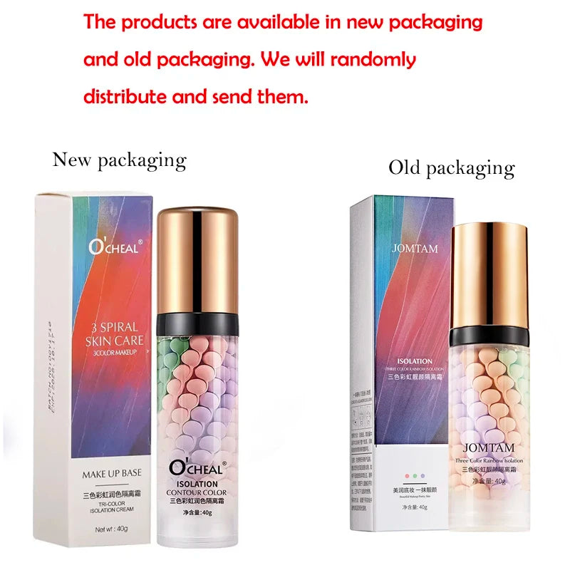 Tri-Color Contour Primer Cream – Waterproof Makeup Base 40g
