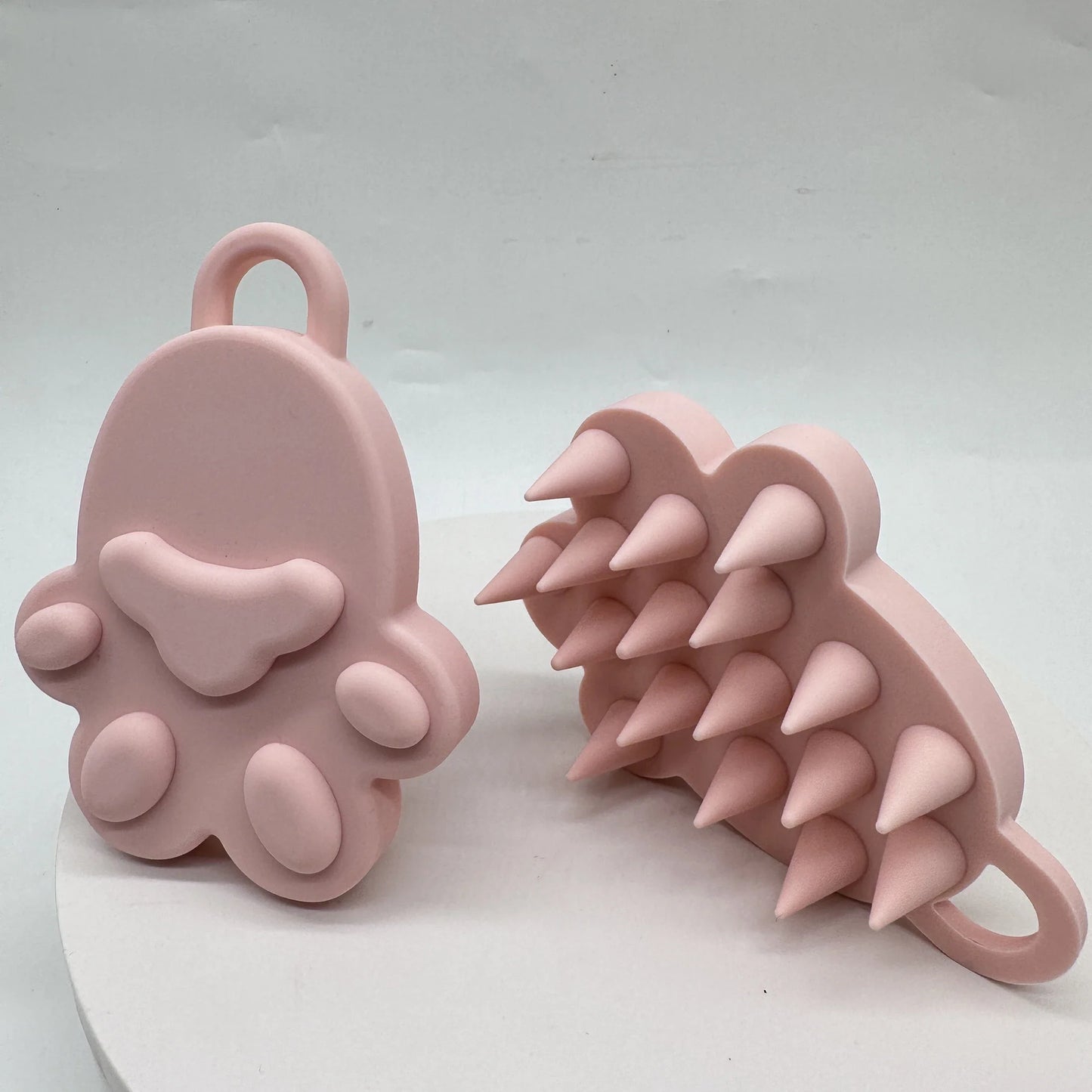 Silicone Cat Paw Scalp Massager Set – Pink & Purple Shampoo Brush