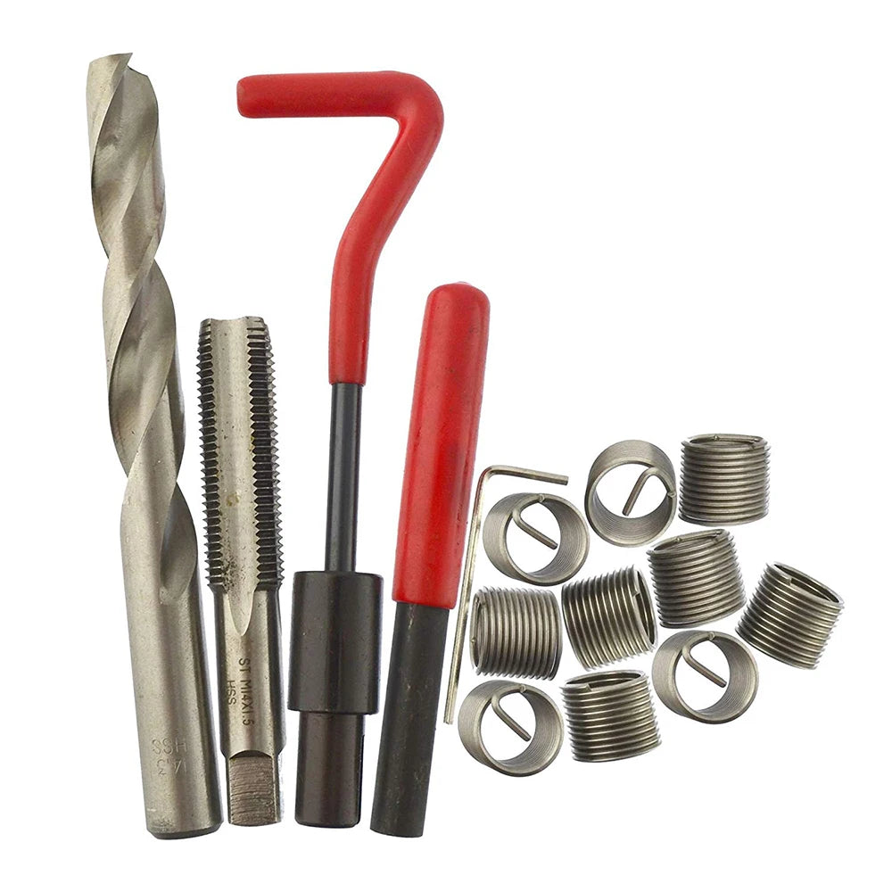 15-Pc Metric Thread Repair Kit M5–M14 | Helicoil Insert Tool Set