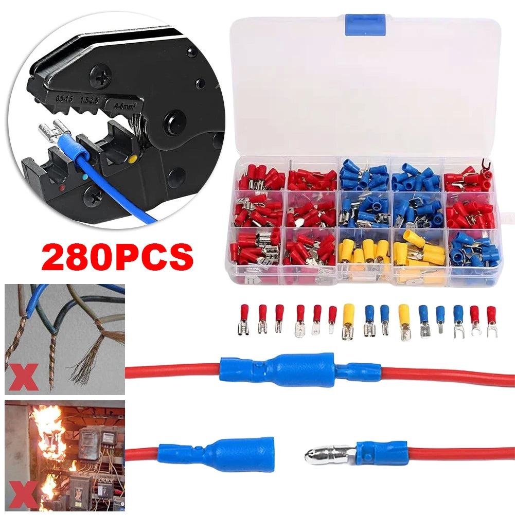 280pcs Insulated Crimp Terminal Connector Kit – 15 Types Electrical Connector Kit Peaceful Pleasures Health and Wellness