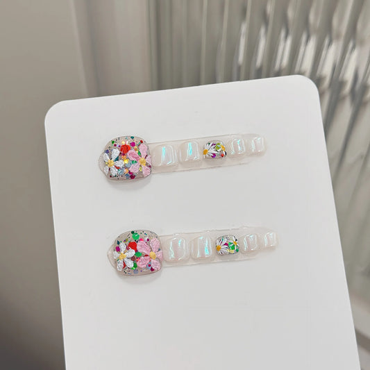 12pcs Press-On Toenails Floral Aurora Sequin Design | YADORNOS Press-On Toenails Peaceful Pleasures Health and Wellness
