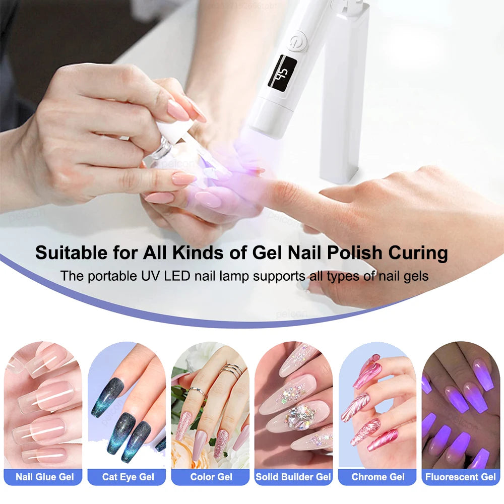 UV LED Nail Lamp Mini UV Nail Lamp for Manicure Portable Nail Dryer Stand Lamp Professional Ultraviolet Mini Nails Drying Light Peaceful Pleasures Health and Wellness