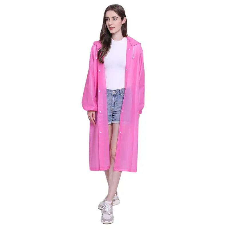 Rainwear Outdoor Hooded Breathable Tourism Concert Raincoat Camping Hiking Hunting Birdwatching Suit Rain Gears Peaceful Pleasures Health and Wellness Pink 2Pc One Size