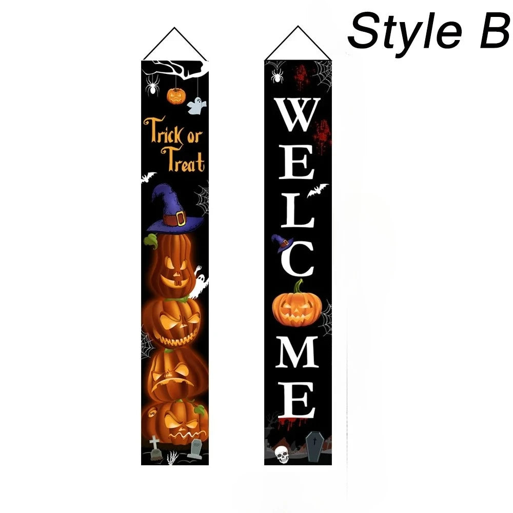 Halloween & Christmas Door Curtain Banner | Holiday Decor Flag