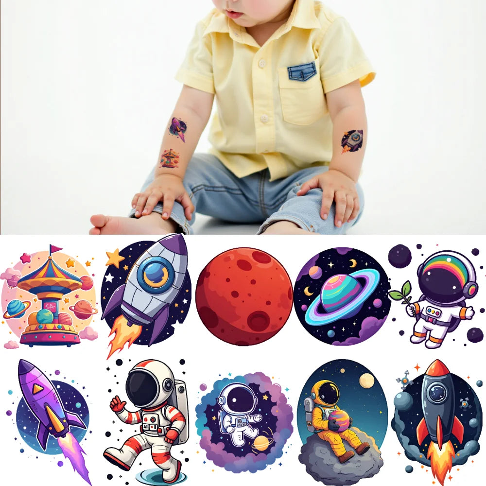 54pcs Space Astronaut Temporary Tattoo Stickers – Kids & Adults