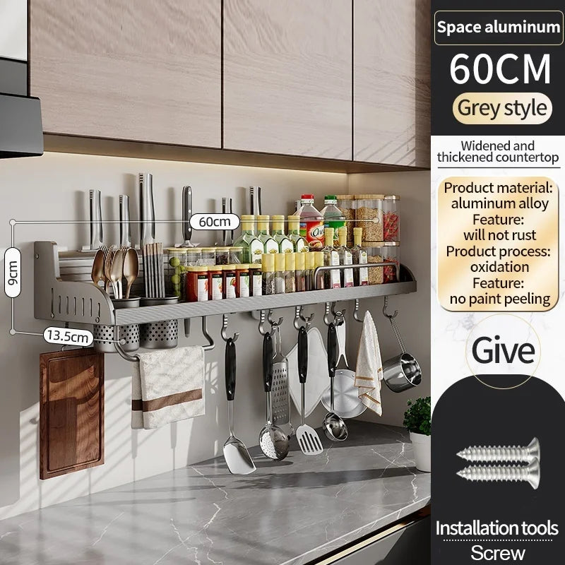 Wall Mounted Kitchen Storage Rack | Knife & Spice Organizer