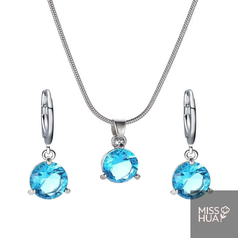 Crystal Zirconia Pendant Necklace & Earrings Set | Gift