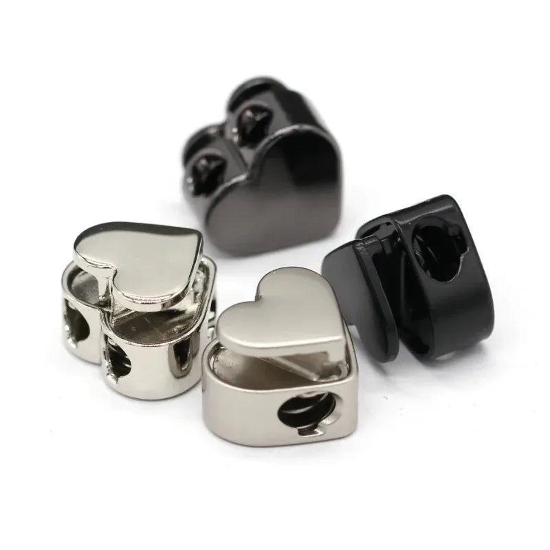5-Pack Heart Shape Metal Cord Locks | Rope Stopper Clasps Cord Lock Clasps Peaceful Pleasures Health and Wellness