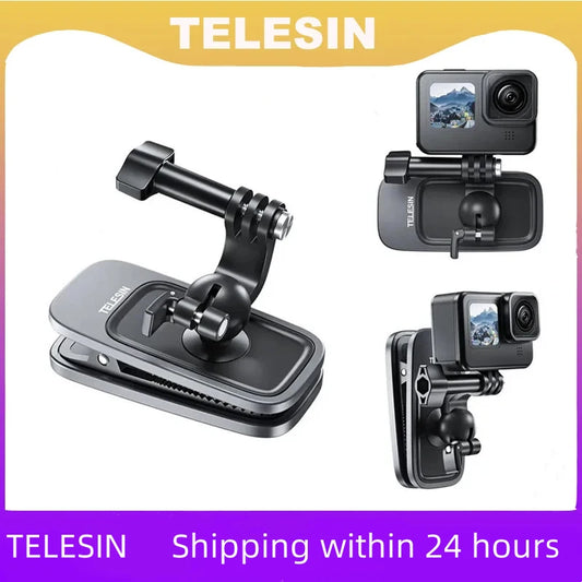TELESIN 360° Rotation Magnetic Backpack Clip Clamp Mount for GoPro Hero 11 10 9 8 7 6 5 Insta360 DJI Action Camera Accessories Peaceful Pleasures Health and Wellness