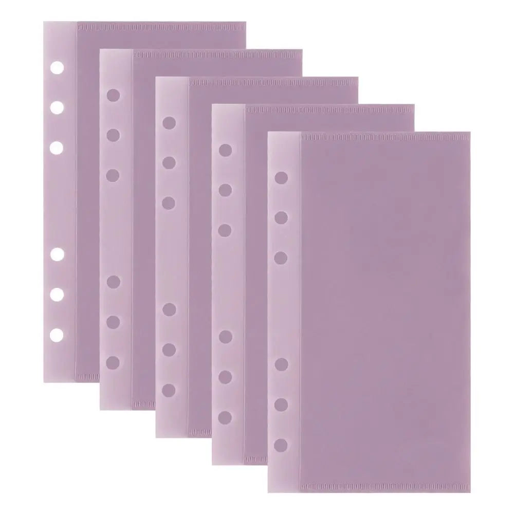 5pcs A6/A7 Binder Folders Inner Page 6 Hole Colorful Idol Photo Card Holder Budget Sheet PP Loose Leaf Inside Paper Peaceful Pleasures Health and Wellness style 5 A6