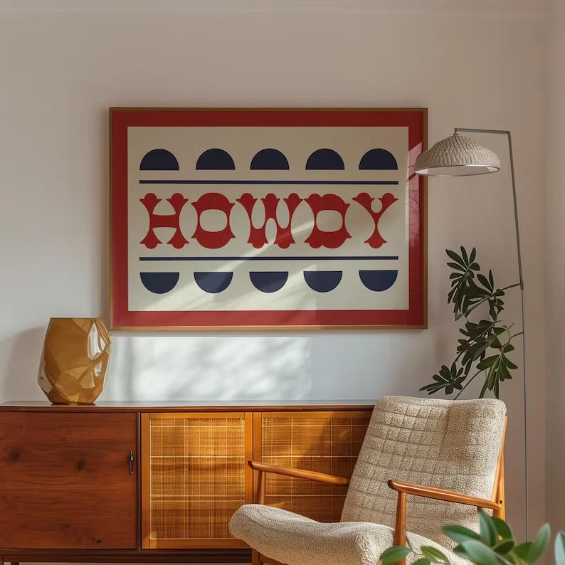 Retro Howdy Southern Canvas Wall Art Print | Home Decor