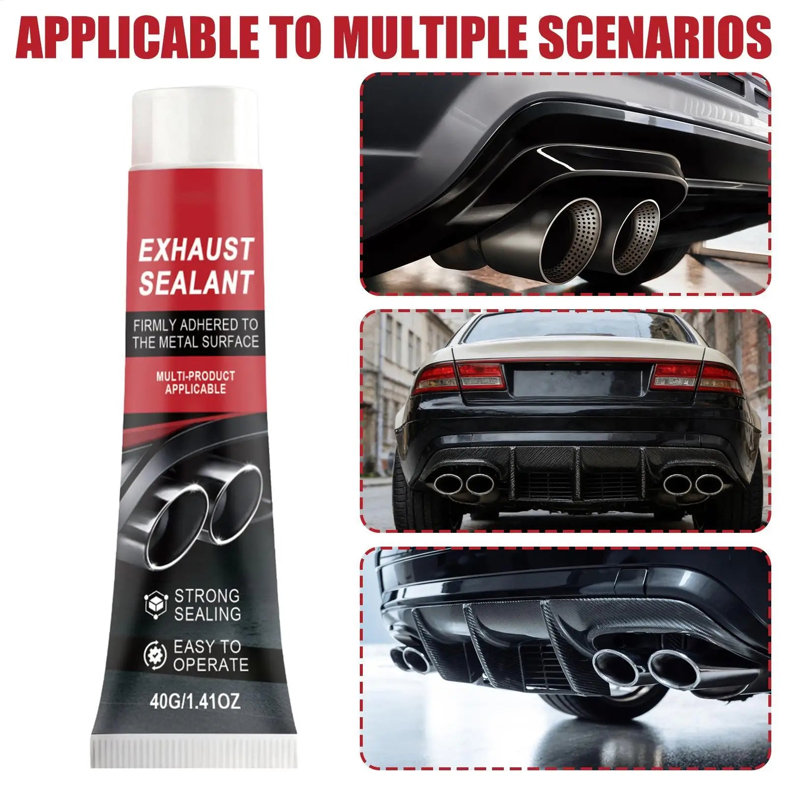 Exhaust Sealant 40g High Temp Leak Proof Paste Muffler Cement Repair Kit for Car Motorcycle Truck RV Pipe Crack Hole Peaceful Pleasures Health and Wellness