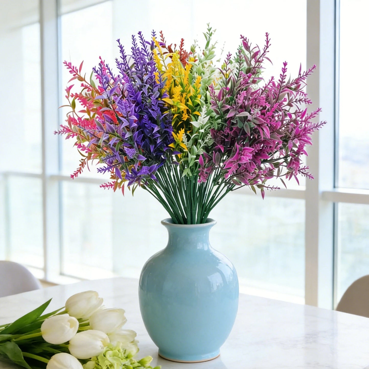 Artificial Lavender Bouquet | Plastic Flowers for Wedding & Home