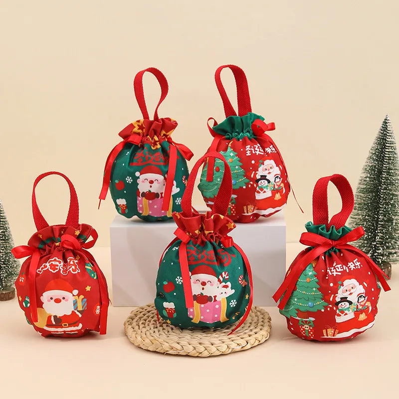 Velvet Christmas Eve Apple & Candy Gift Bag – Festive Tote