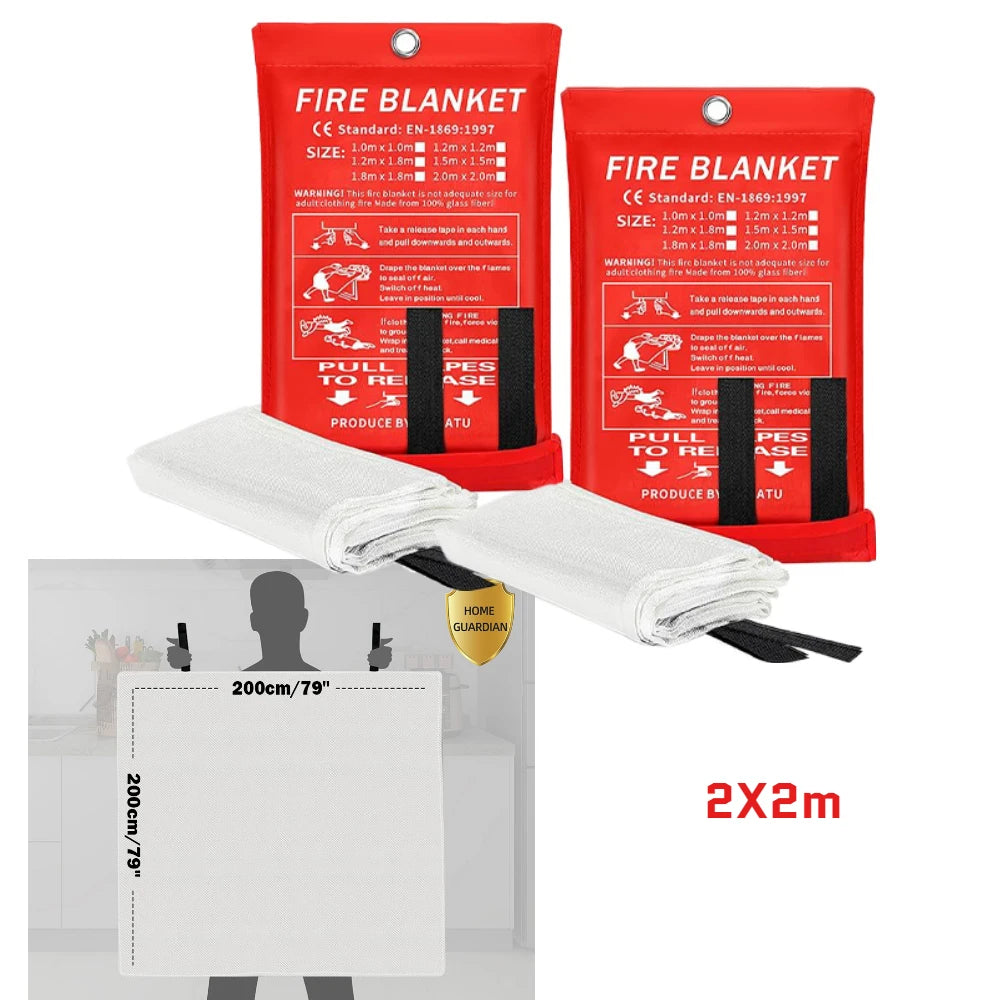 Fire Blanket 1/1.2/2M Easy & Quick Unfolding Fire Blanket Lightweight Emergency Fire Blanket for Home Kitchen Garage Office Peaceful Pleasures Health and Wellness 2Pcs 2M