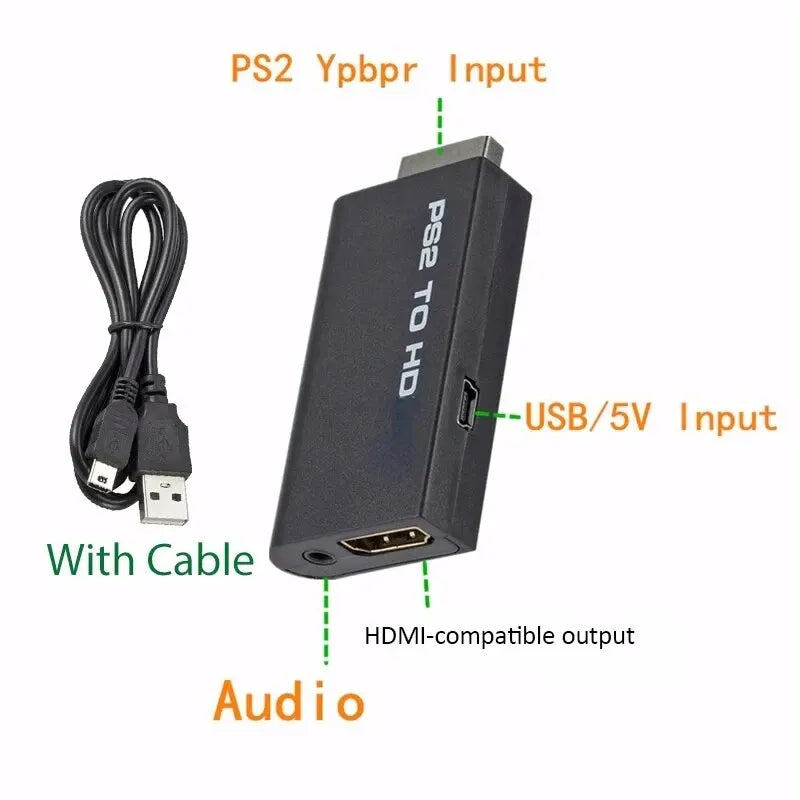 PS2 to HDMI Converter Adapter with 3.5mm Audio Jack Peaceful Pleasures Health and Wellness