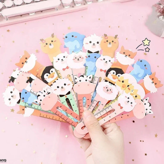 50-Pack Cartoon Animal Bookmarks Dual-purpose Rulers Office School Peaceful Pleasures Health and Wellness