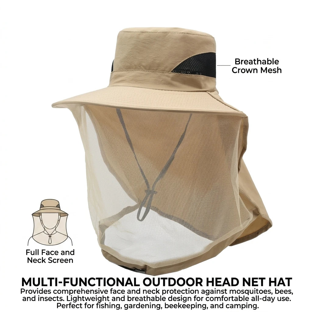 Anti-Mosquitoes Hat for Outdoor Activities with Full Face Protections and Breathable Mesh Peaceful Pleasures Health and Wellness