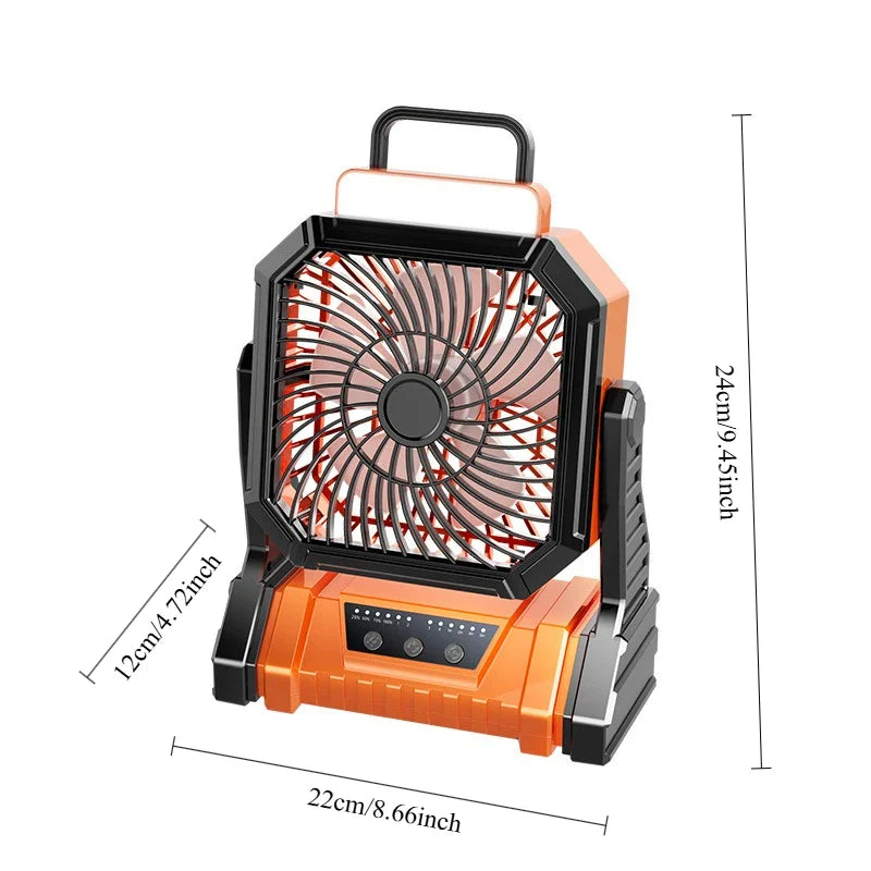 URGGU Portable Camping Fan 5400/9000mAh Battery LED Light 4-Speed