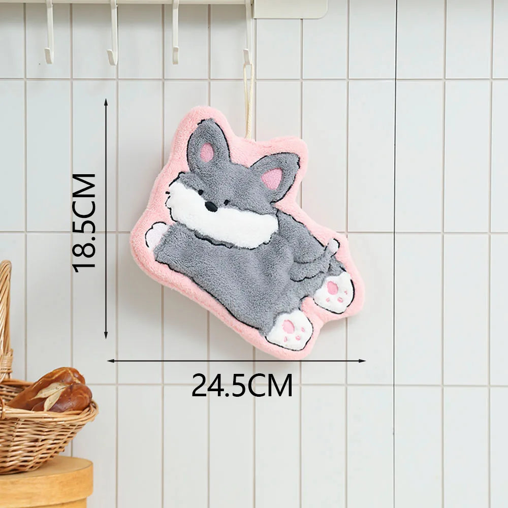 Cute Cartoon Dog Coral Fleece Hand Towel – Kitchen & Bathroom Hand Towel Peaceful Pleasures Health and Wellness