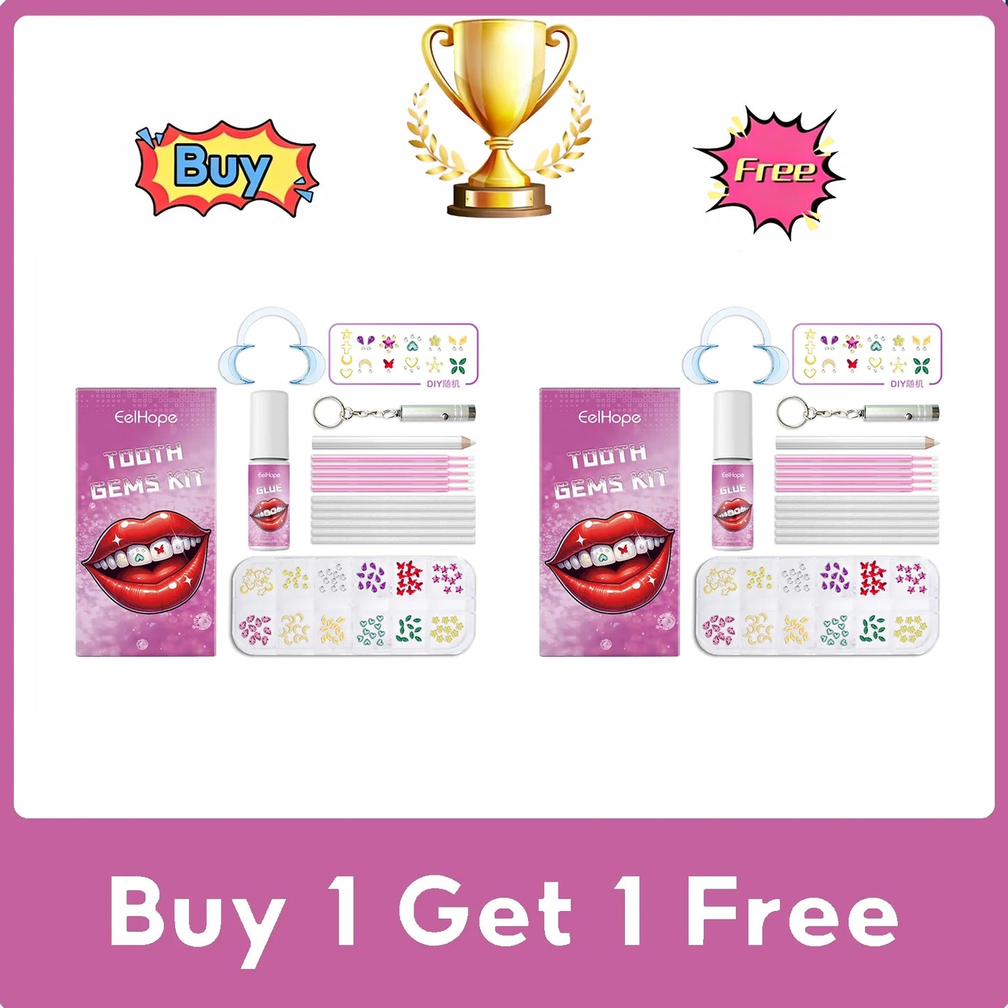 EELHOPE Tooth Gems Kit – UV Lamp, Glue & Gem Pen DIY Set