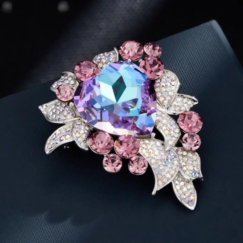 Rhinestone Crystal Flower Brooch for Women | Elegant Pin Crystal Flower Brooch Peaceful Pleasures Health and Wellness A5