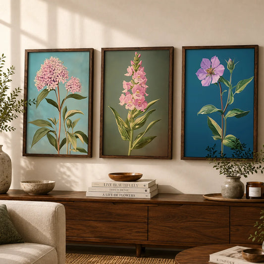Vintage Botanical Floral Canvas Wall Art | Flower Poster Print Floral Canvas Wall Art Peaceful Pleasures Health and Wellness