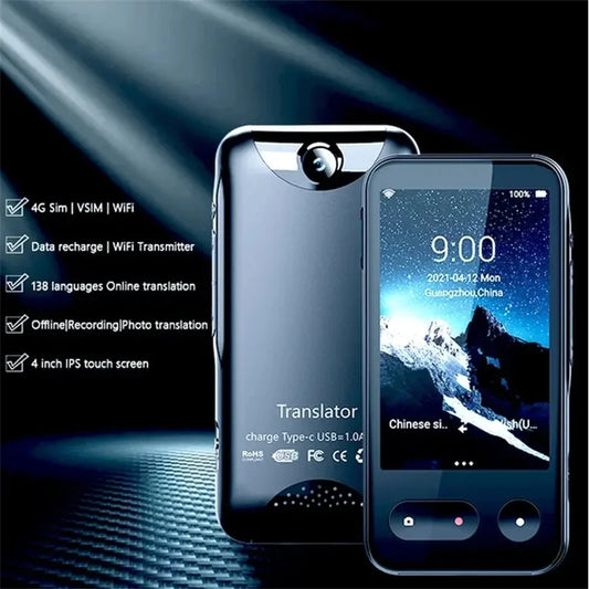 Hot Sell Upgrade 4G Translator T7 Intelligent Voice Translation 4.0inch Touch Screen Recording WIFI 138 Languag Translate Peaceful Pleasures Health and Wellness