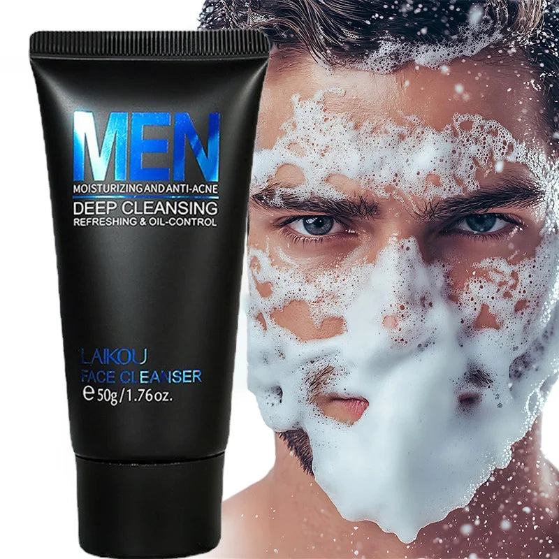 LAIKOU Men's Facial Cleanser – Deep Cleansing, Oil Control & Blackhead Remover 50g Peaceful Pleasures Health and Wellness